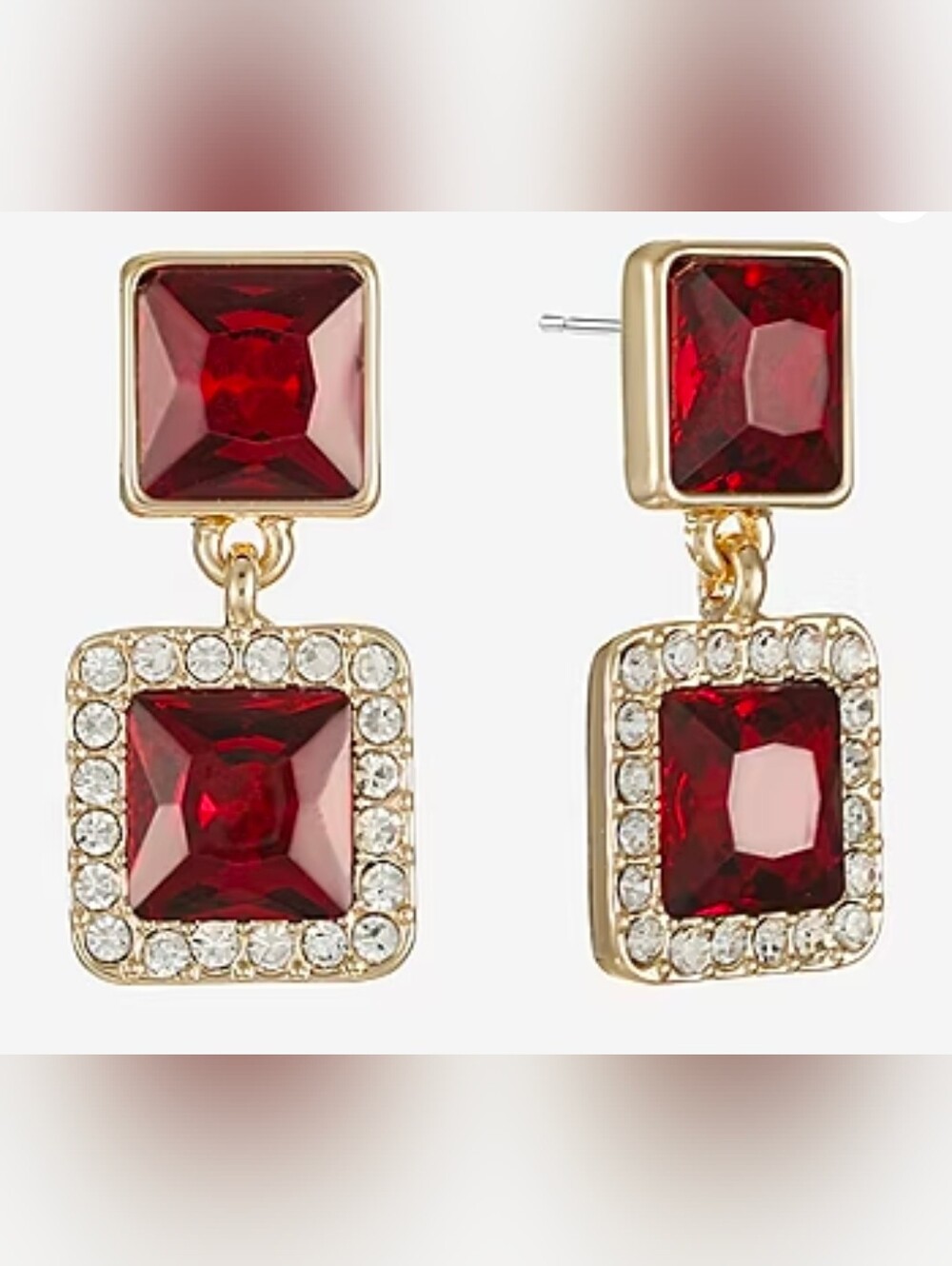Monet NWT Jewelry Halo Double Womens Glass Square Hypoallergenic Drop Earrings